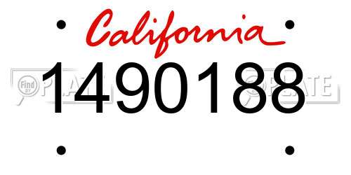 1490188 California License Plate
