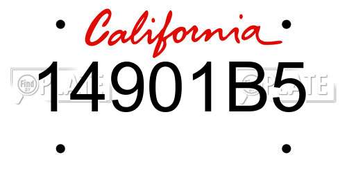 14901B5 California License Plate