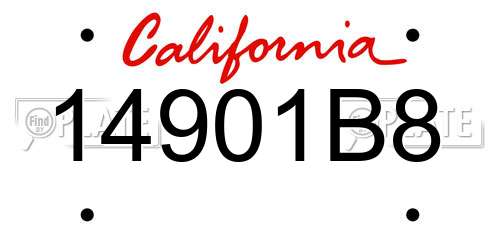 14901B8 California License Plate