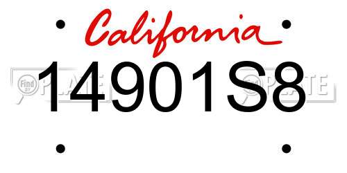 14901S8 California License Plate