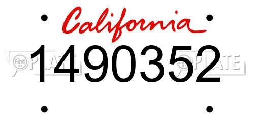 1490352 California License Plate