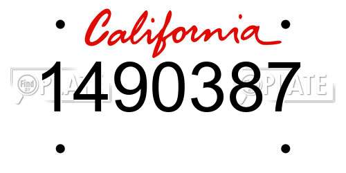 1490387 California License Plate