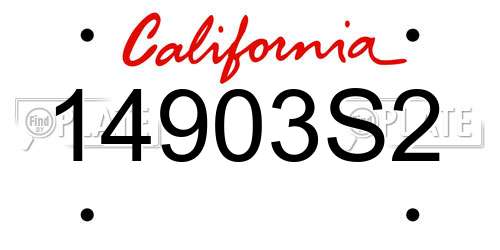 14903S2 California License Plate