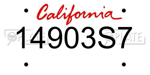 14903S7 California License Plate