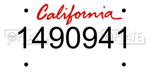 1490941 California License Plate