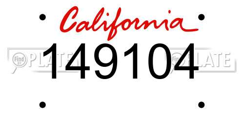 149104 California License Plate