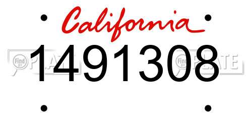 1491308 California License Plate