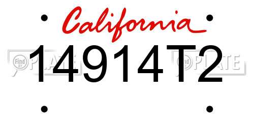 14914T2 California License Plate