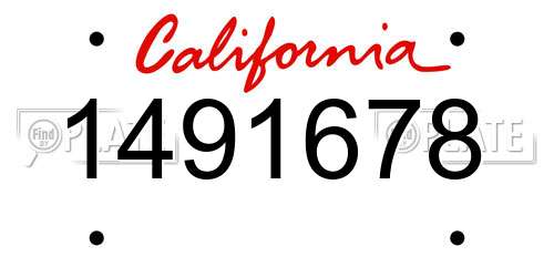 1491678 California License Plate