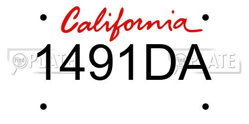 1491DA California License Plate