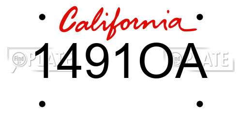1491OA California License Plate