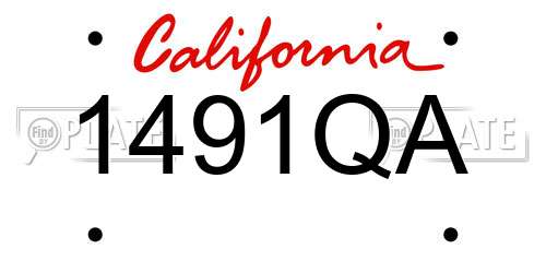1491QA California License Plate