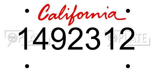 1492312 California License Plate
