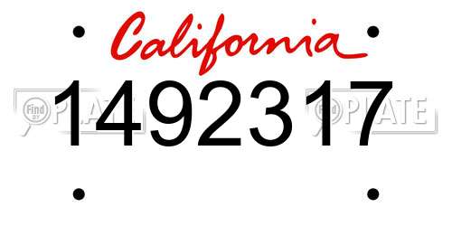1492317 California License Plate
