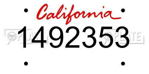 1492353 California License Plate