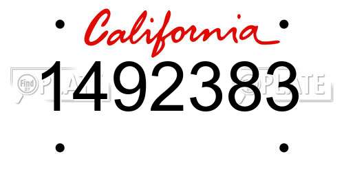 1492383 California License Plate
