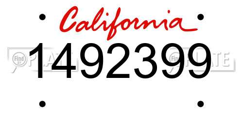 1492399 California License Plate