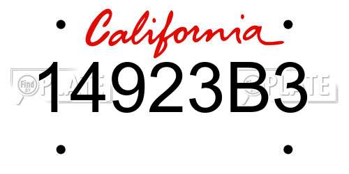 14923B3 California License Plate