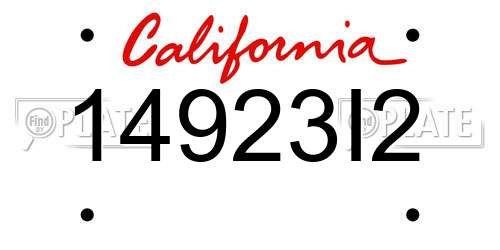 14923I2 California License Plate