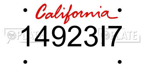 14923I7 California License Plate