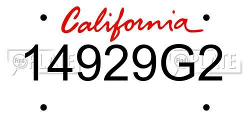 14929G2 California License Plate