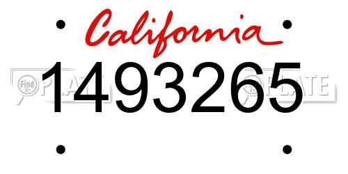 1493265 California License Plate