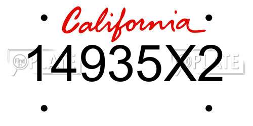 14935X2 California License Plate