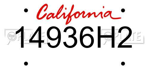 14936H2 California License Plate