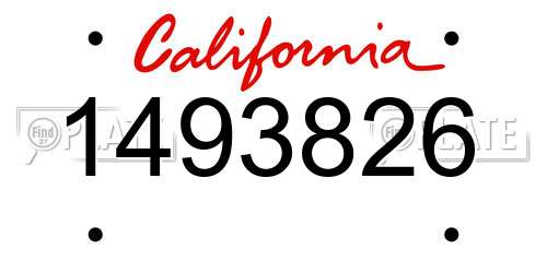 1493826 California License Plate