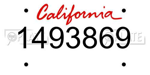 1493869 California License Plate