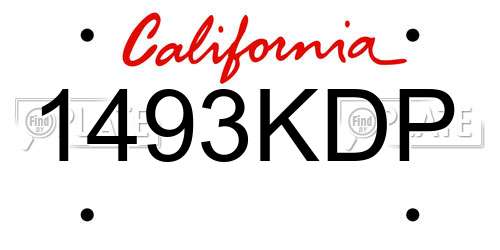 1493KDP California License Plate