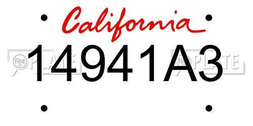 14941A3 California License Plate