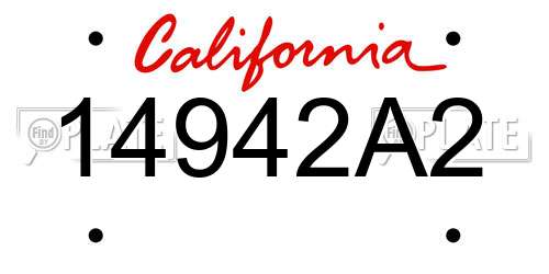 14942A2 California License Plate