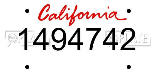 1494742 California License Plate