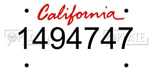 1494747 California License Plate