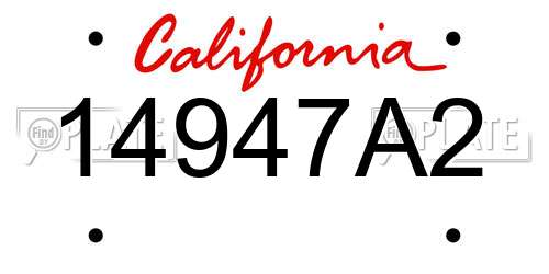 14947A2 California License Plate