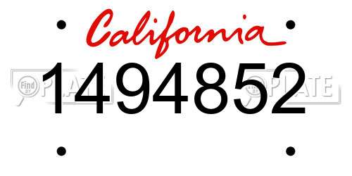1494852 California License Plate