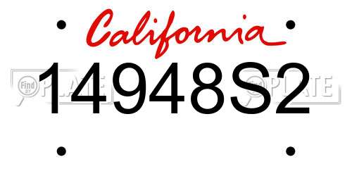 14948S2 California License Plate