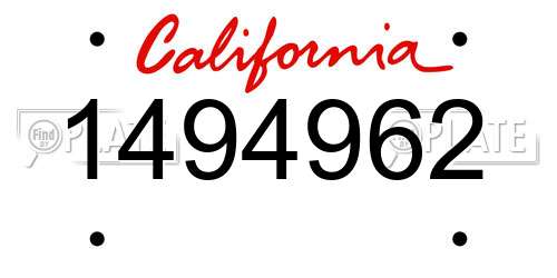 1494962 California License Plate