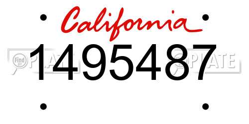 1495487 California License Plate