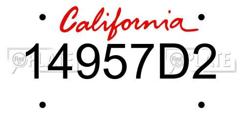 14957D2 California License Plate