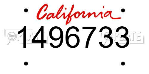 1496733 California License Plate