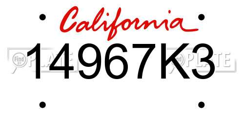 14967K3 California License Plate