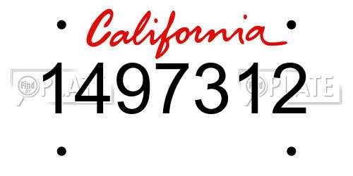 1497312 California License Plate