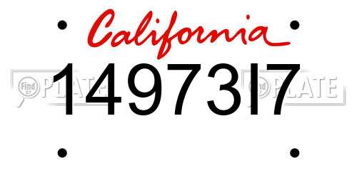 14973I7 California License Plate