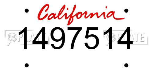 1497514 California License Plate