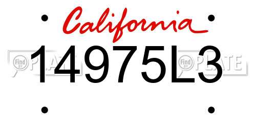 14975L3 California License Plate