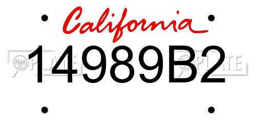 14989B2 California License Plate