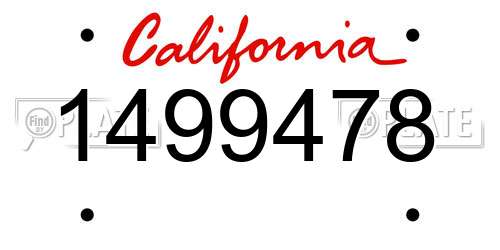 1499478 California License Plate