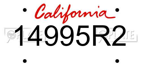 14995R2 California License Plate